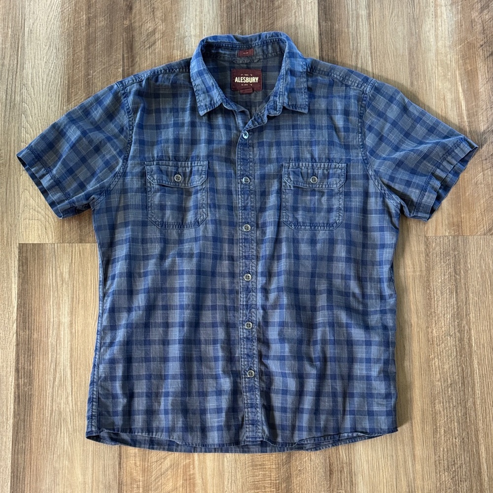 Alesbury large plaid, button-down, short sleeve shirt